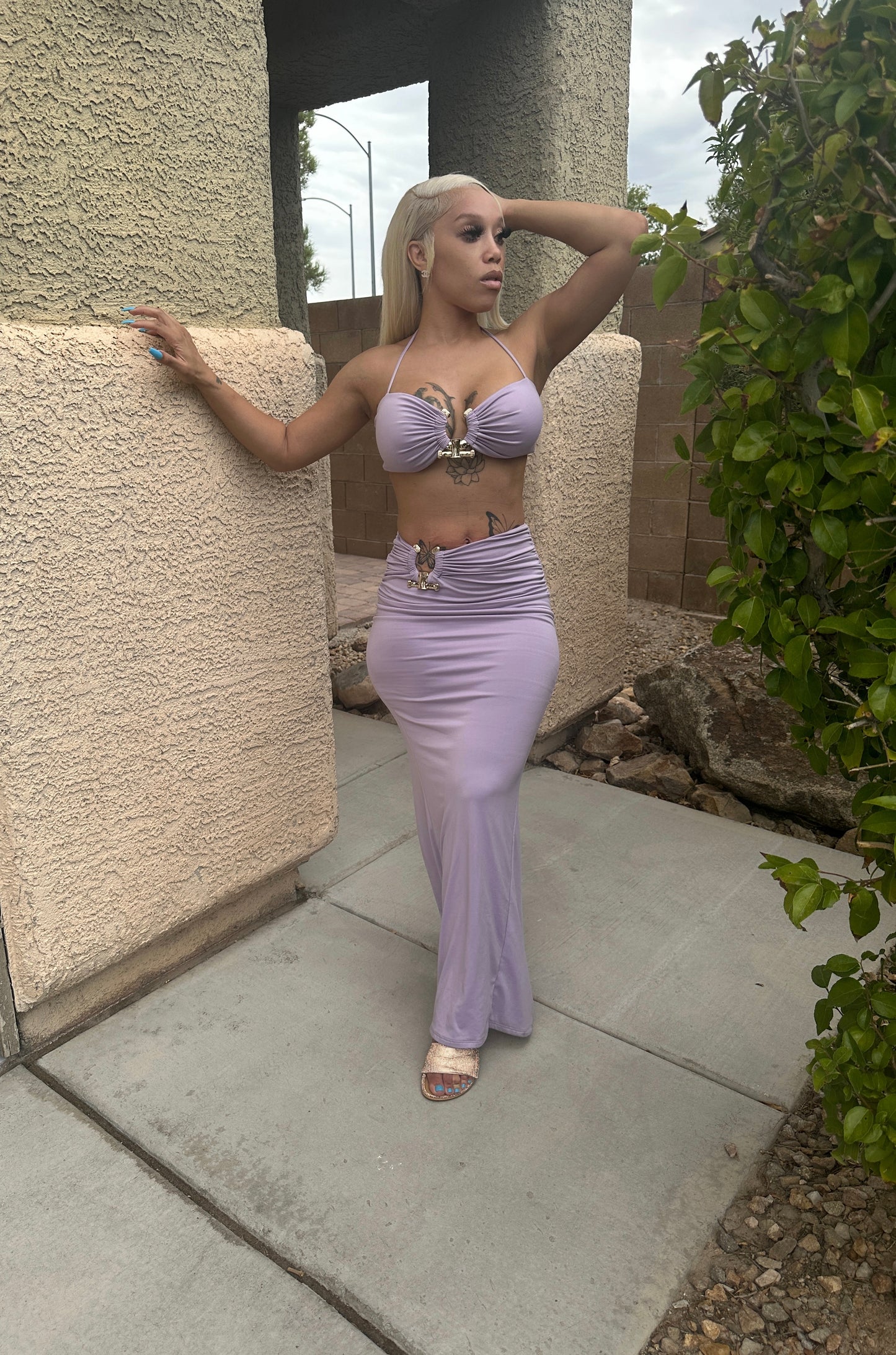 Glam Lavender Skirt Set